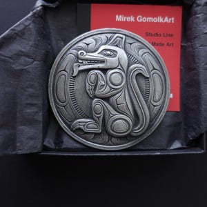 HAIDA Wolf Spirit Belt Buckle . Belt Buckle West Coast Native Art. Indigenous Art, Made in Canada