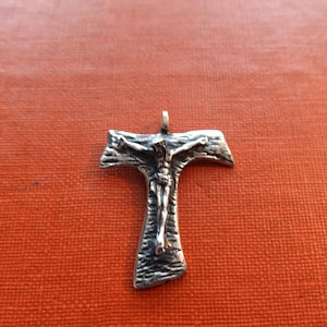 Tau Cross Jesus  Pendant Sterling Silver   . Tau Cross ETSY .  Tau cross Francis Franciscan