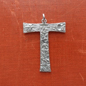 Tau Cross . Solid Sterling Silver Saint Francis of Assisi San Damiano Hand Crafted Religious Gift Catholics Christian ,Gomolka Art