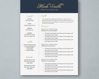professional resume template for word minimal resume diy etsy