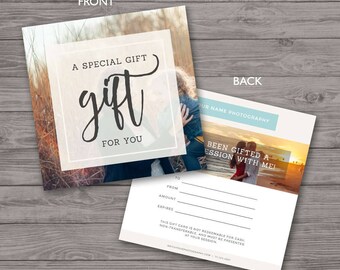 square gift certificate template photography gift card etsy