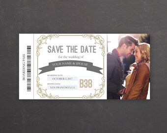 ticket save the date etsy