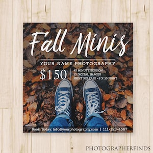 Herbst Mini Sessions Vorlage - Herbst Buchungsanzeige, Herbst Mini Sessions Design, Social Media Post, Photoshop Vorlage * INSTANT DOWNLOAD *