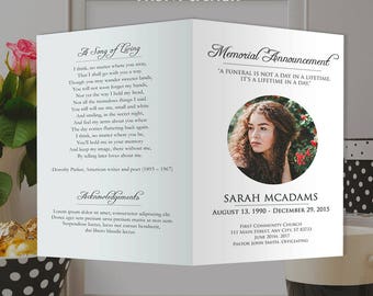 White Funeral Program Template - Photoshop PSD *INSTANT DOWNLOAD*