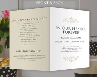Elegant Funeral Program Template - Obituary Memorial Program, Church Service, In Loving Memory, Photoshop PSD *INSTANT DOWNLOAD*