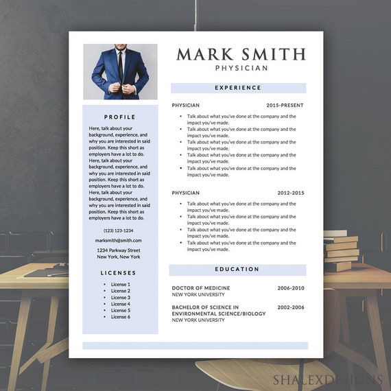 medical resume template microsoft word doc instant etsy