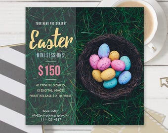 Easter Mini Sessions Template - Easter Minis, Spring, Photographer Booking Ad, Photography - Photoshop Template, PSD *INSTANT DOWNLOAD*