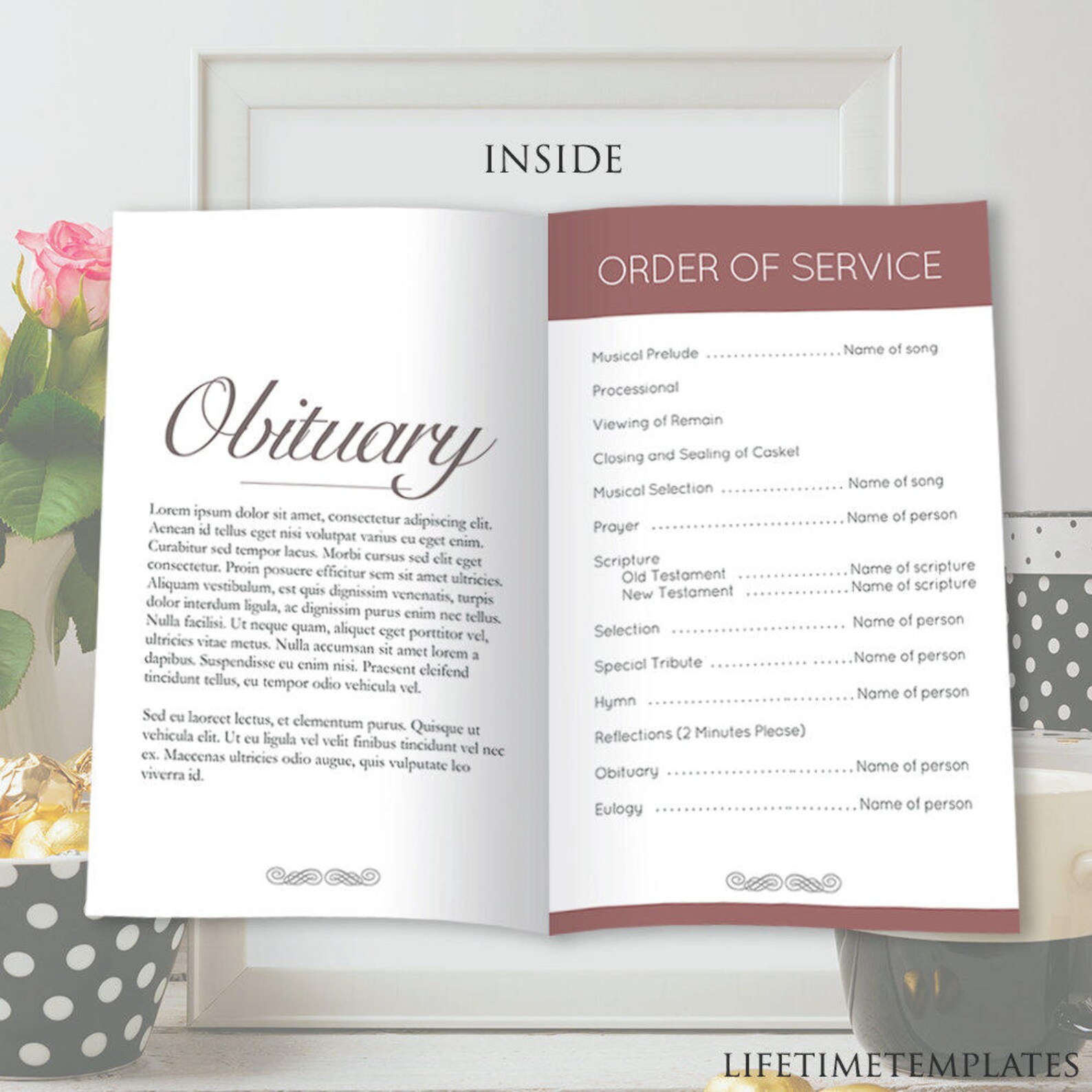 Red Funeral Template Program PSD INSTANT DOWNLOAD Etsy