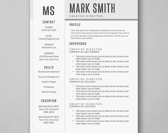 Professional Resume Template for Word - Simple CV Template - Modern Resume Template with Creative Design - MS Word *Instant Download*