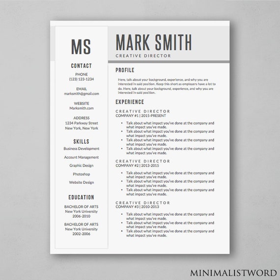 resume template for word 2007