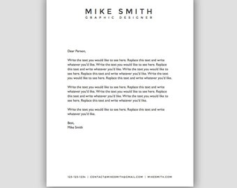 Minimal Letterhead - Personalized Stationary - Microsoft Word Doc *INSTANT DOWNLOAD*