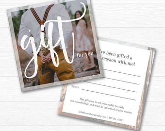 Quadratische Geschenkgutschein Vorlage - Fotografie Geschenkkarte Vorlage, Rabatt Marketing Gutschein, Photoshop Vorlage PSD *INSTANT DOWNLOAD*
