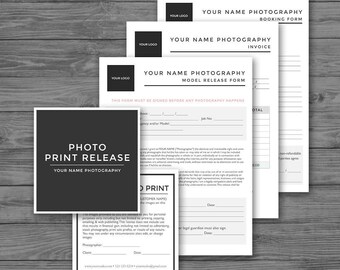 Photography Forms Templates (Set of 4) - Model Release, Print Release, Booking Form, Invoice Form - Photoshop PSD *INSTANT DOWNLOAD*