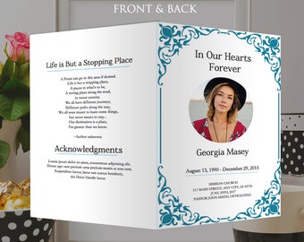 Funeral Program Template MS Word - In Loving Memory, Obituary, Church Service, Church Program, Microsoft Word *Instant Download*