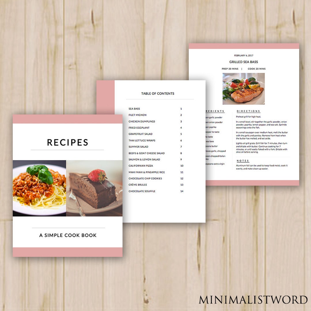 Personalize this Modern Simple Homemade Recipe Book Table Of Contents  design for free