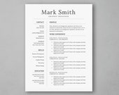 Simple Resume Template - Professional Resume, Teacher Resume, Modern Resume Template, Resume Design - MS Word *INSTANT DOWNLOAD*