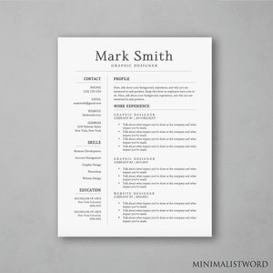 Simple Resume Template - Professional Resume, Teacher Resume, Modern Resume Template, Resume Design - MS Word *INSTANT DOWNLOAD*