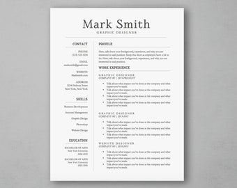 Simple Resume Template - Professional Resume, Teacher Resume, Modern Resume Template, Resume Design - MS Word *INSTANT DOWNLOAD*