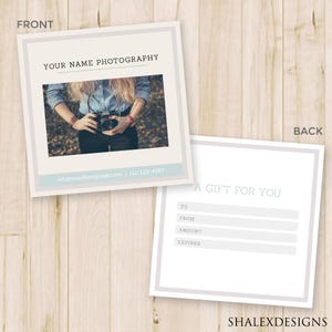Modèle de certificat-cadeau de photographie - Carte-cadeau de photographe, carte photo, bon - Photoshop Template PSD * TÉLÉCHARGEMENT INSTANTANÉ *