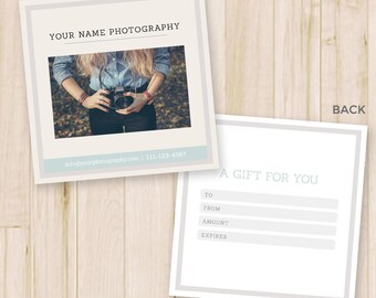 Photography Gift Certificate Template - Photographer Gift Card, Photo Card, Voucher - Photoshop Template PSD *INSTANT DOWNLOAD*