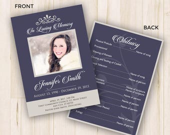 In Loving Memory Funeral Template - Funeral Program Template, Obituary Program, Church Program, Photoshop PSD *INSTANT DOWNLOAD*