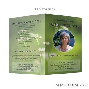 Funeral Program Template - Obituary Template - Photoshop PSD *INSTANT DOWNLOAD*