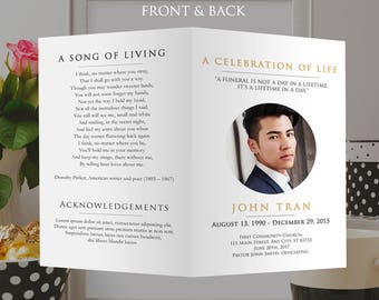 Funeral Program Template - Obituary Program, Celebration of Life, Memorial Order of Service - Photoshop Template PSD *INSTANT DOWNLOAD*