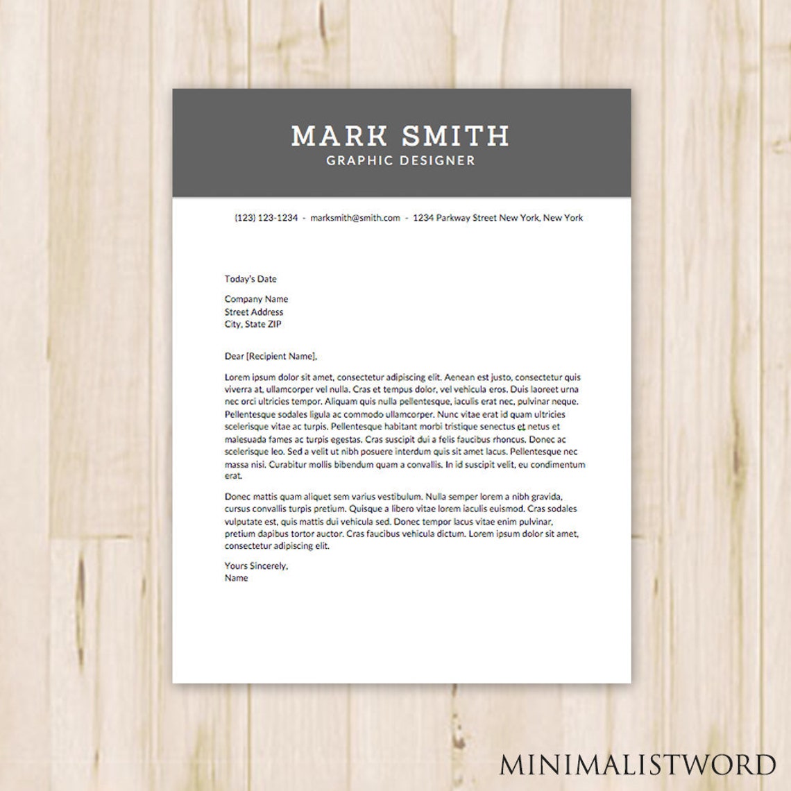 3Pack Resume Cover Letter References Template Word Modern