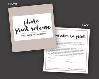 Print Release Form Template for Photographers - Photographer Business & Client Forms, Photographer Forms - Photoshop PSD *INSTANT DOWNLOAD*