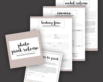 Fotografie Business Forms - Model Release, Print Release, Buchung, Rechnungsvorlage, für Fotografen - Photoshop PSD *INSTANT DOWNLOAD*