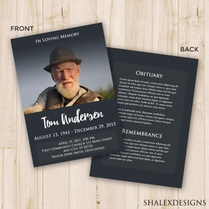 Funeral Program Template - Funeral Card, Memorial Program, Funeral Program for Memorial Order of Service - Photoshop PSD *INSTANT DOWNLOAD*