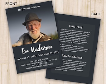 Funeral Program Template - Funeral Card, Memorial Program, Funeral Program for Memorial Order of Service - Photoshop PSD *INSTANT DOWNLOAD*