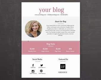 Blogger Media Kit Template - Press Kit - MS Word *INSTANT DOWNLOAD*