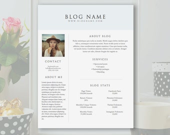 1-Page Blog Media Kit Template - Microsoft Word Doc *INSTANT DOWNLOAD*