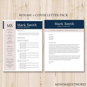 Resume Template and Cover Letter Template (2 Pack) - Modern Resume Template Word, Cover Letter Template, Word Cv, MS Word *INSTANT DOWNLOAD*