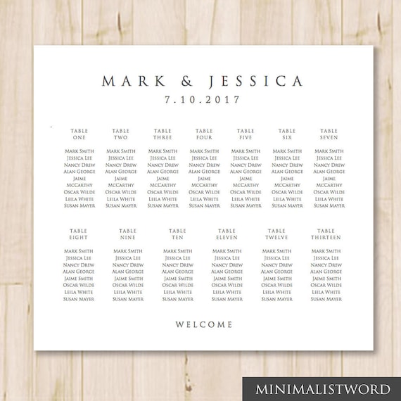 Wedding Reception Seating Chart Template From Microsoft