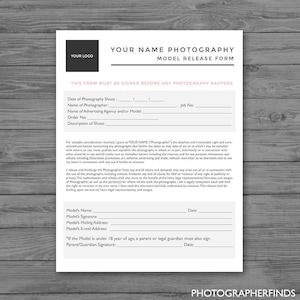 Model Release Form - Photoshop Template for Photographers - PSD *INSTANT DOWNLOAD*