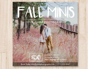 Fall Mini Sessions Template - Fall Minis Template, Social Media Booking Ad, Photography, Photographer, Photoshop Template *INSTANT DOWNLOAD*
