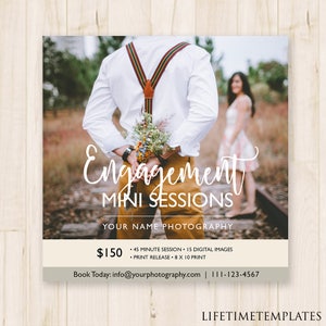 Engagement Mini Sessions Template - Wedding Mini Session, Couple, Marketing Card Template, Photographers, Photoshop PSD *INSTANT DOWNLOAD*