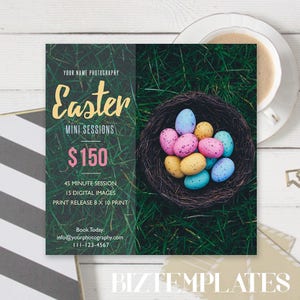 Pasen Mini Sessie Marketing Board - Pasen Mini Sessies Sjabloon - Photoshop PSD *INSTANT DOWNLOAD*