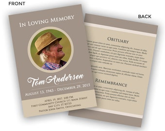 Funeral Program Template - Memorial Program Template, Funeral Card Template, Obituary Template - Photoshop PSD *INSTANT DOWNLOAD*