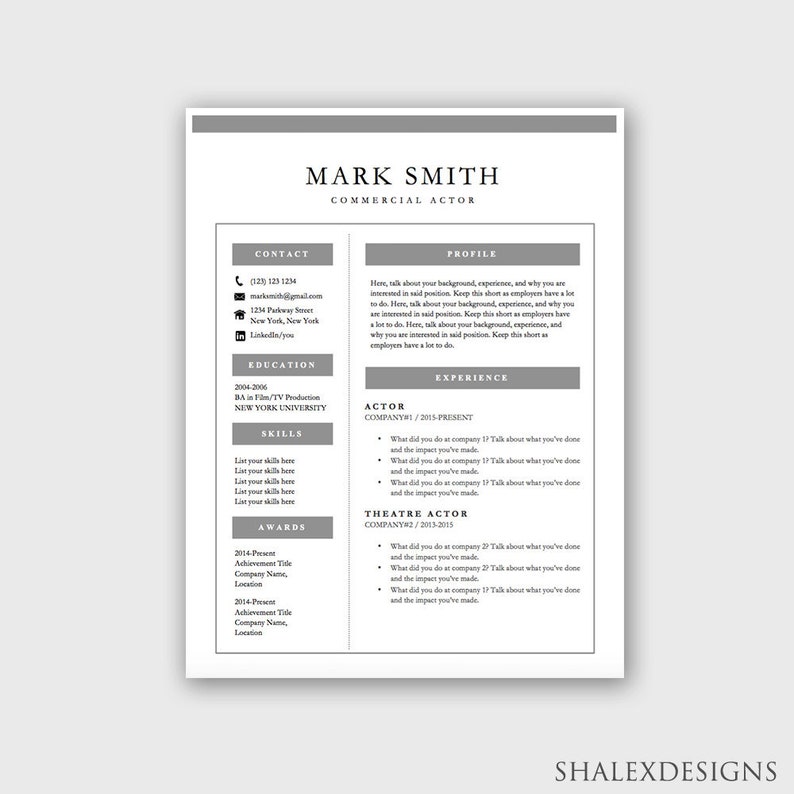 actor-resume-template-microsoft-word-doc-instant-download-etsy-de