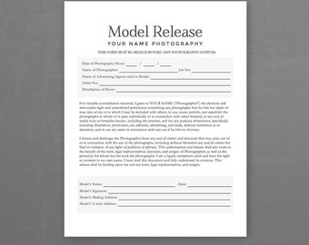 Model Release Form - Photography Template for Photographers - MS Word *Instant Download*