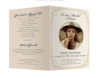Funeral Template Program - Memorial Program, Order of Service, Funeral Service, Obituary, Photoshop PSD *INSTANT DOWNLOAD*