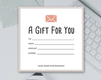 Gift Certificate Template - Photography Studio Gift Certificate, Photographer Gift Card, Voucher - Photoshop Template PSD *INSTANT DOWNLOAD*