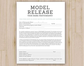 Model Release Form Template - Booking Form, Photography Forms, Business Contract, Photographer Photoshop Template - PSD *INSTANT DOWNLOAD*