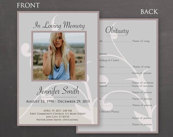 In Loving Memory Funeral Template - Photoshop PSD *INSTANT DOWNLOAD*