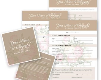 Elegant Photography Forms Templates (Set of 4) - Model Release, Print Release, Booking Form, Invoice Form - Photoshop PSD *INSTANT DOWNLOAD*