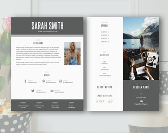 Two-Page Media Kit Template - Dark Gray Electronic Press Kit Template - MS Word *INSTANT DOWNLOAD*