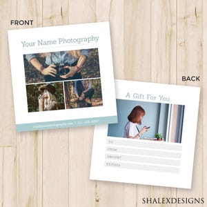Modèle de certificat-cadeau de photographie - Carte-cadeau de photographe, bon, carte photo - Photoshop Template PSD * TÉLÉCHARGEMENT INSTANTANÉ *